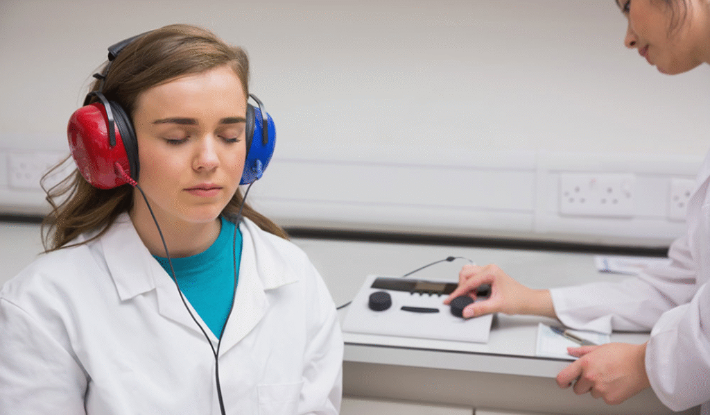 doctor y paciente en audiometria